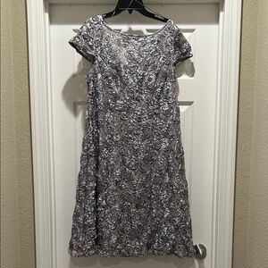 Elegant Silver Floral Dress